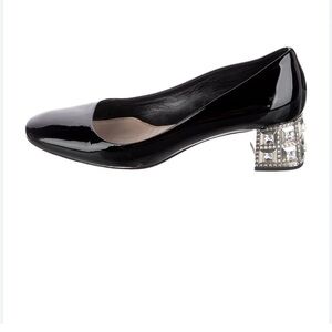 Miu Miu Black Patent with Crystal Embellishment Pumps